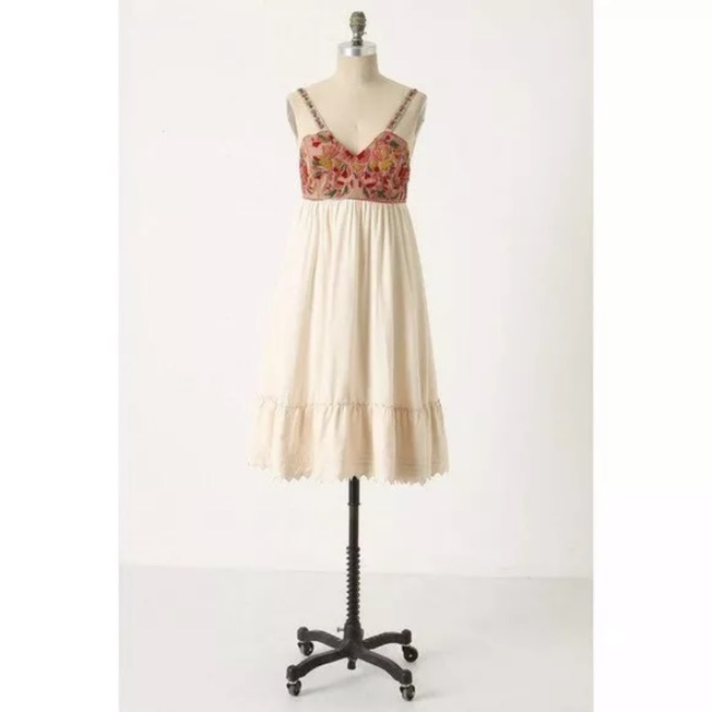 Anthropologie beaded ivory dress Zehavale Boho